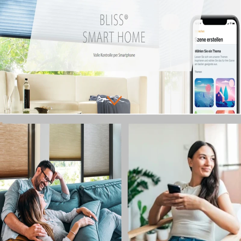 BLISS – Smart Blinds-Plissee mit Bluetooth, halbtransparent