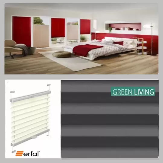 GREEN LIVING,  Plissee, halbtransparent, grau, auf Maß