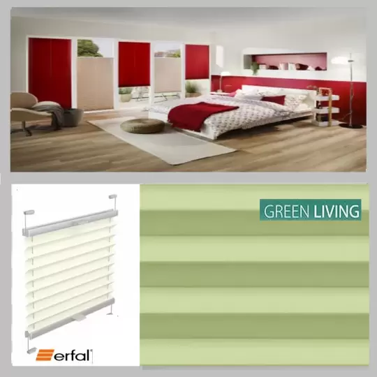 GREEN LIVING,  Plissee, halbtransparent, mint, auf Maß