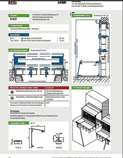 Lichtschachtabdeckung  RESI  Neher L2-2 regensicher, auf Maß